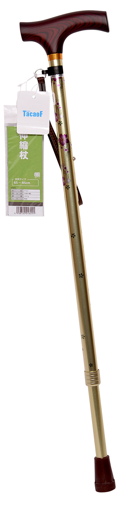 日本TacaoF 可調節式花紋拐杖設有11個可調校高度選擇,上落樓梯或斜路時,可按情況調整合適高度,採用特製物料製造,比一般拐杖更防刮花及耐用,保持拐杖美觀。日本TacaoF 可調節式花紋拐杖的隨附拐杖繩可防止拐杖跌下,其櫻花圖案外觀優美,攜帶出行展現活潑氣息。