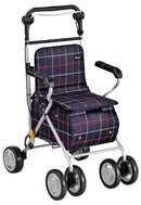 日本TacaoF 助行手推車附扶手,設特大容量,購物袋可容納多達23升的物品,買東西時倍感方便。設有寬敞的座面,32厘米寬的座位提供舒適承托,更穩定更安全。手推車的後輪加大,車身不會卡在溝中,行走時非常順暢。附摺疊省位功能,方便儲藏。藏藍色格子配色百搭,廣受用戶好評。