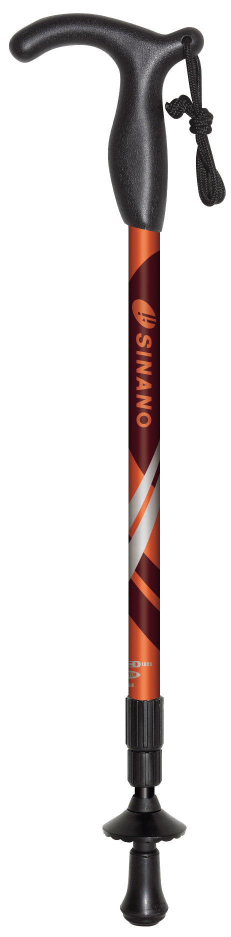 Sinano 高級行山杖,手柄設計適合上山或下山時使用,附送防滑膠腳, 可作日常助行使用。三段調節,收納時僅長 50 厘米,原廠日本製造,通過SG測試, 信心保證。