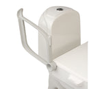 瑞典etac Cloo可調高度座廁加高器 (連扶手)座廁加高器可調三個不同高度，靈活性高，適合髖關節和膝關節活動性較弱的人士，扶手可向上推起，或向下收起，如浴室空間有限，可只使用單邊扶手。設計低調不礙眼，與浴室設計融為一體，只需添加或移除墊片，即可輕鬆調節高度，廁板可調校為向前傾斜，令用家更易站立，無需使用任何工具，即可輕易拆卸座廁加高器，表面光滑，方便清潔。