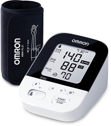 日本歐姆龍藍牙智慧血壓計 可供雙人使用,記憶組數100組方便家人共同使用,測量數據分別紀錄好查詢,而且設有血壓偏高提醒,測量後立即顯示血壓偏高提醒,協助您輕鬆判讀。此血壓計可配合「OMRON connect」手機應用程式,享用智慧管理功能,包括:量測/服藥提醒功能、量測數據上傳至「OMRON connect」及設定血壓週報的發送對象。