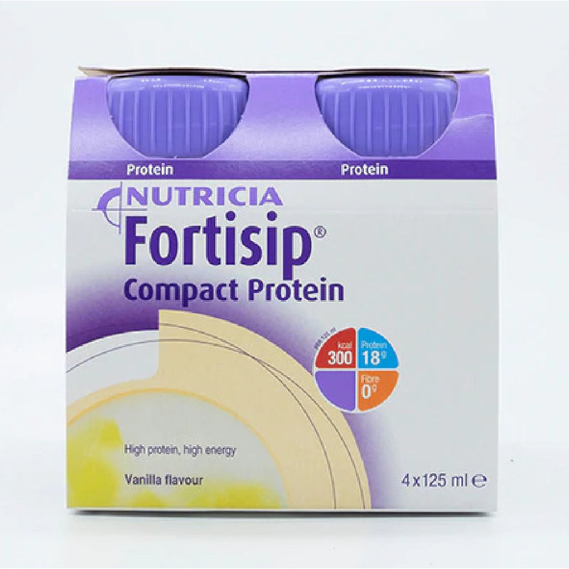 nutricia-fortisip-compact-protein營保健營養補充品-原味-咖啡味-雲尼拿味-淡薑味-冰涼果味-4支  Nutricia Fortisip Compact Protein 營保健營養補充品專為癌症病人而設的癌症營養品,是市面上最小小瓶、最高能量及最高蛋白質的醫學營養品。每瓶Fortisip 營保健營養補充品成份含有最少300千卡能量 及18克蛋白質,有助癌症病人維持體重及減少肌肉流失。Fortisip 營保健具備原味、咖啡味、雲尼拿味、淡薑味及冰涼果味5種口味。