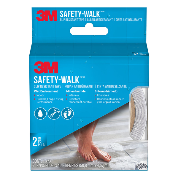 3M Safety Walk 安全防滑貼 (浴室用)有助於潮濕環境營造更安全的室內步行表面，適用於需赤腳步行的潮濕地方。