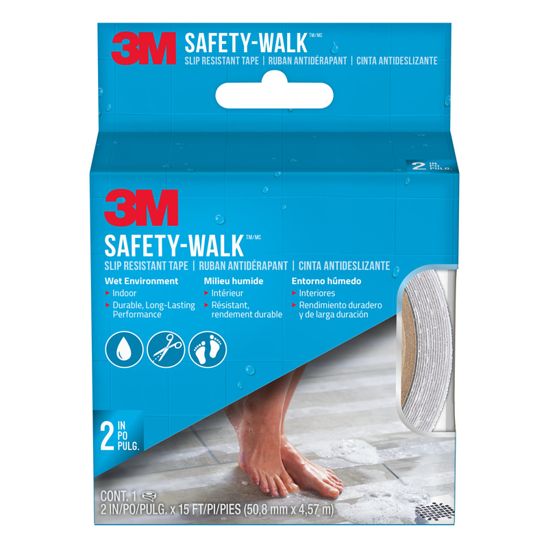 3M Safety Walk 安全防滑貼 (浴室用)有助於潮濕環境營造更安全的室內步行表面,適用於需赤腳步行的潮濕地方。
