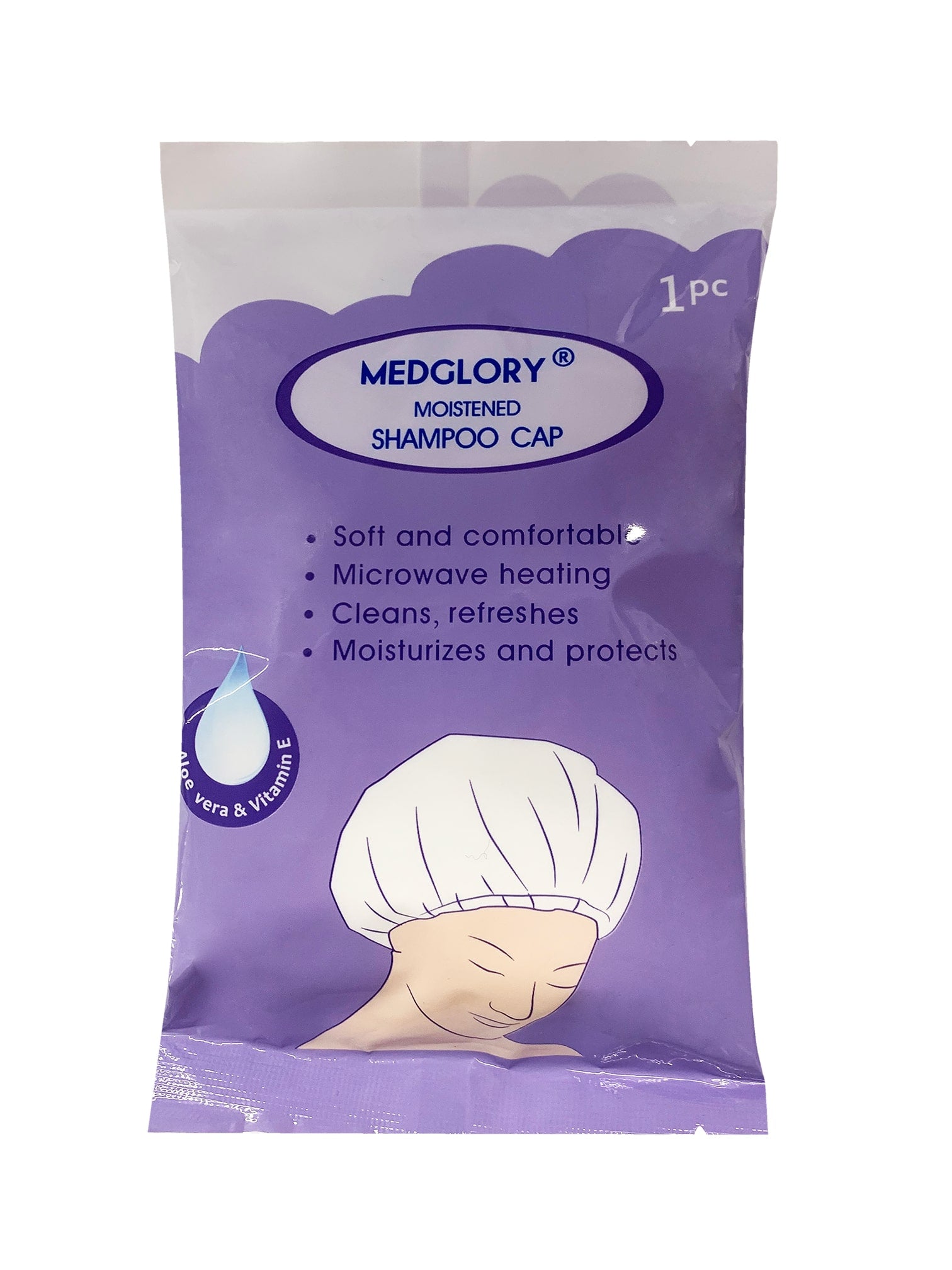 Medicom 洗髮浴帽用於清潔頭髮,適合任何髮質,過程只須2-3分鐘,毋須用水及毛巾,省時快捷。Medicom 免過水洗頭帽成分包括蘆薈及維他命E,使用前可放進微波爐加熱。撕開包裝即可使用,用完即棄,方便衛生。