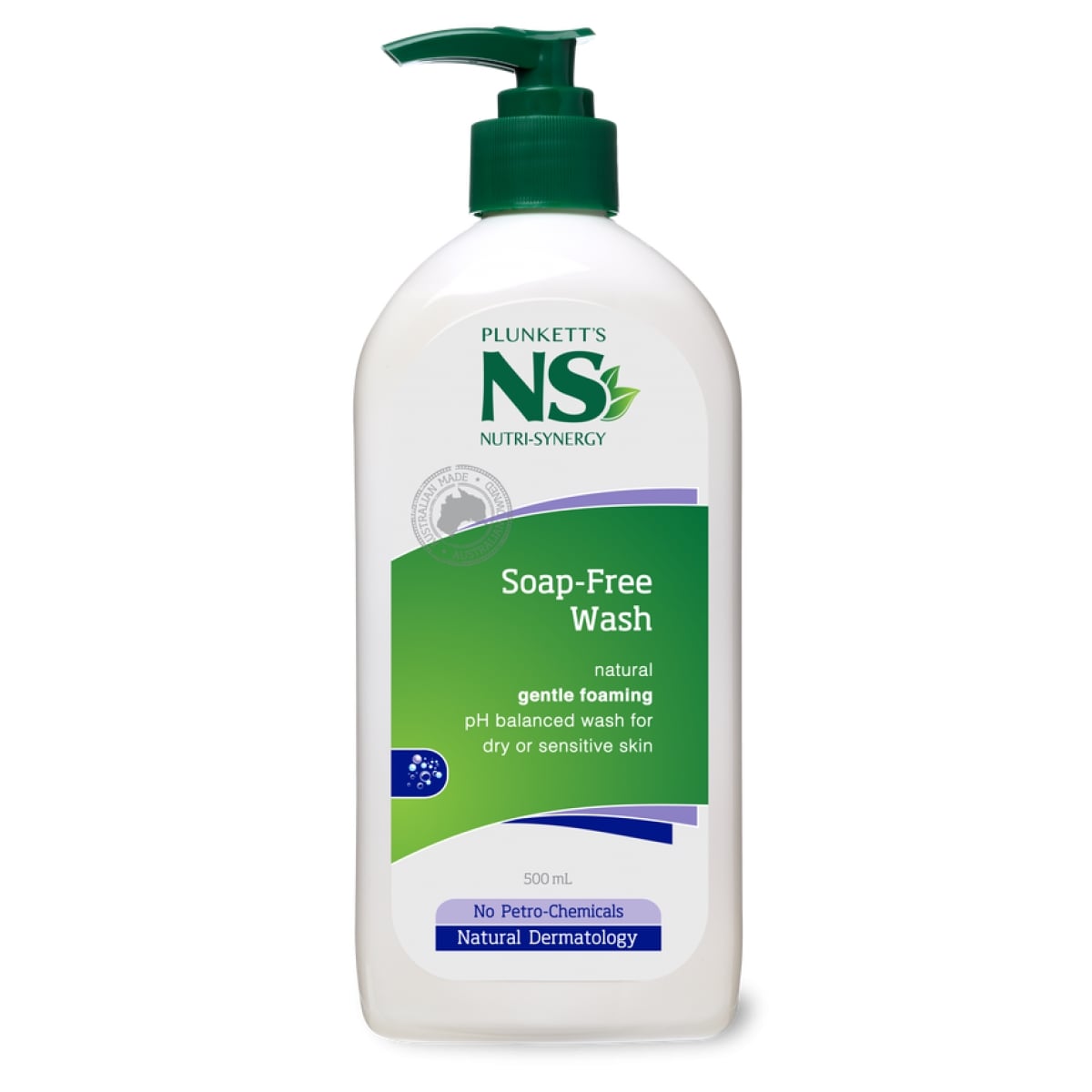 Nutri-Synergy 溫和潔膚液 500ml,專為乾燥或皮膚不耐肥皂人士而設的天然肥皂替代品。pH值與人體天然皮膚互相吻合,含溫和泡沫配方及舒緩肌膚的天然活性成分。不含肥皂或化學洗滌劑、石油化工物或石蠟、人造色素或香料及SLS。