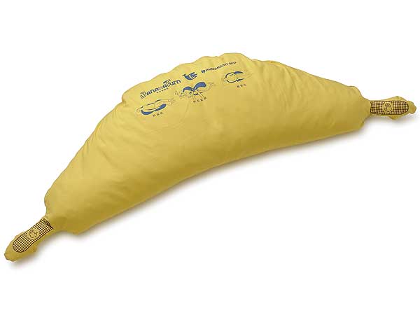 日本 Paramount Bed 姿勢轉換蕉形軟枕，有效分散使用者長時間臥床時的壓力，有助預防褥瘡。可支撐盤骨兩側、作為輪椅背墊使用、協助承托/ 固定身體及姿勢轉換。不同碼數對應身體各部位、黃色軟枕可利用洗衣機清洗、綠色軟枕表面設潑水加工，並可利用漂白水清潔、透氣通爽，使用透氣度高之聚氨酯材料，可清洗。