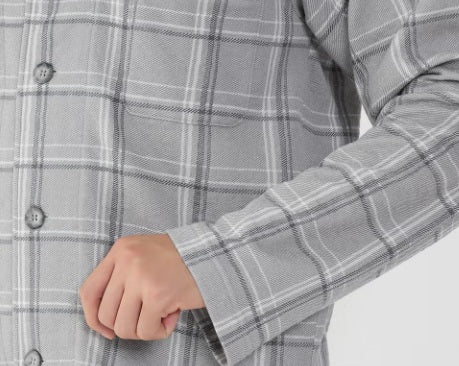 日本Gunze 秋冬系列灰色格仔肩部保暖睡衣套裝 (男裝)