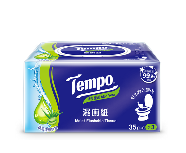 贈品 - Tempo 清爽蘆薈濕廁紙35片/包 [3小包/袋]