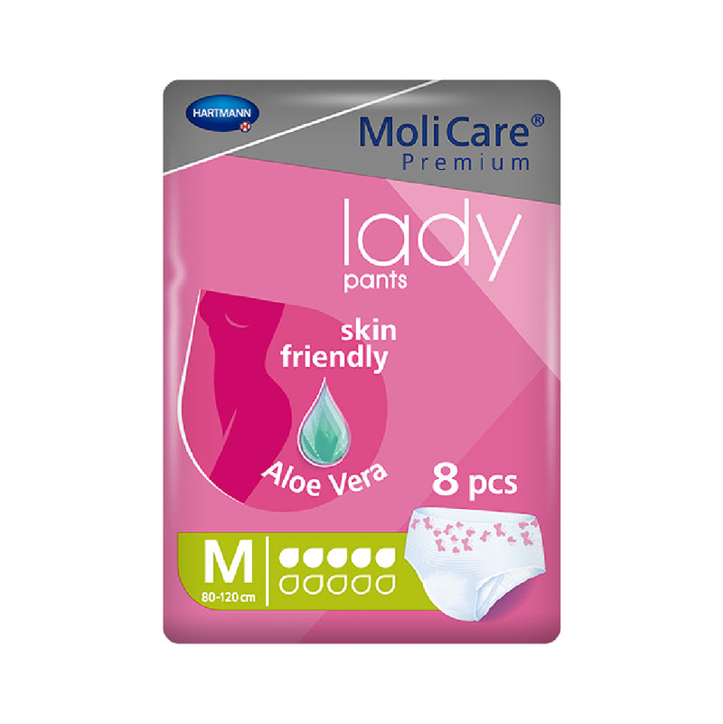 molicare®安加適女性金裝貼身活力褲  適用於輕度小便失禁——從滴漏到意外的少量失禁，適合活動自如人士，提供高度舒適和安心保護。貼身設計，不易移位，獨特設計，輕易藏在衣服下，不易外露，由赫曼專利德國紙片科技維持親膚弱酸性 pH 5.5 ，長效保護皮膚天然保護膜，主動抑菌。