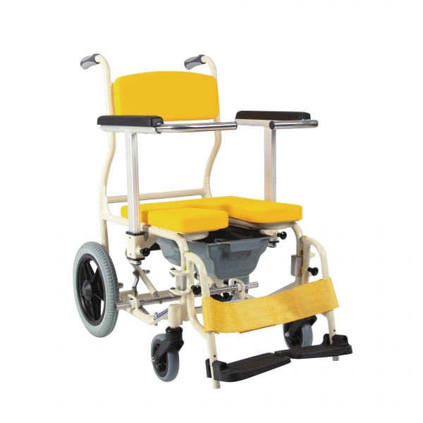 日本Kawamura KS12 沐浴便椅車架符合人體工程學，波浪形設計，加大使用者身體與車架的間隙，易於搓洗身體的背部、臀部等部位；具備三合一功能，可當作沐浴椅、便椅及移動工具使用；座背墊採用柔軟防滑的EVA材質，保證舒適性和安全性，快拆式設計，方便使用後快速清潔及乾燥。附有腳踏剎車，操作簡單，以及附帶簡易抽屜式便盆。