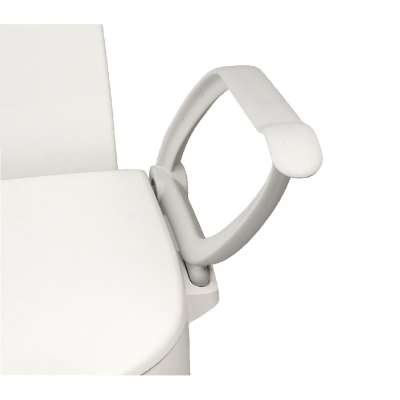 瑞典etac Cloo可調高度座廁加高器 (連扶手)座廁加高器可調三個不同高度，靈活性高，適合髖關節和膝關節活動性較弱的人士，扶手可向上推起，或向下收起，如浴室空間有限，可只使用單邊扶手。設計低調不礙眼，與浴室設計融為一體，只需添加或移除墊片，即可輕鬆調節高度，廁板可調校為向前傾斜，令用家更易站立，無需使用任何工具，即可輕易拆卸座廁加高器，表面光滑，方便清潔。