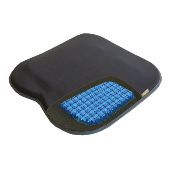 Geltron 輕巧凝膠坐墊可作為坐墊及腰部靠墊使用，底部為防滑設計，通風清爽，容易散熱，輕巧易攜帶。