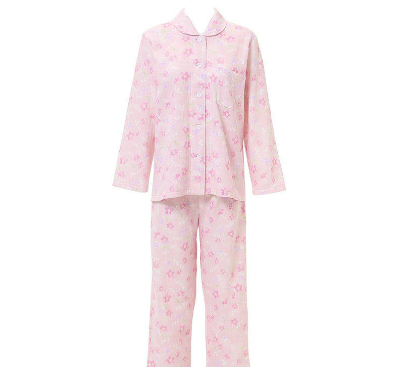 日本gunze-冬季保濕女裝睡衣套裝-粉紅色碎花  柔軟親膚，穿著非常舒適，保溫物料，適合秋冬穿著，時尚格子花紋，美觀大方。前方有袋子，方便放置小物。