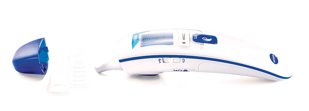 Hartmann 赫曼 Veroval® 耳額兩用紅外線體溫計紅外線技術經臨床實證，可以準確地測量體溫， 最快只需1秒，便可以得到結果。按鈕設計操作簡易，機身符合人體工學，並帶有大型發光顯示屏，容易讀取結果。