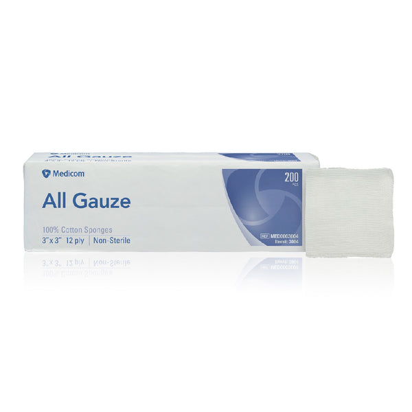 Medicom ALL GAUZE 紗布片可用於日常護理，100%棉紗布可吸收6-10倍水分，不添加任何化學螢光劑。