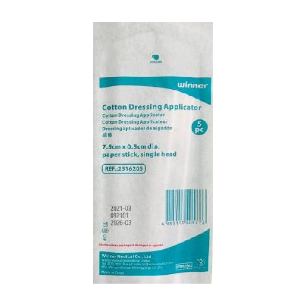 winner-消毒棉花棒-7-5-15厘米  清潔肌膚及傷口，無菌包裝。一包含5支消毒棉花棒。可選長度為7.5或15厘米。