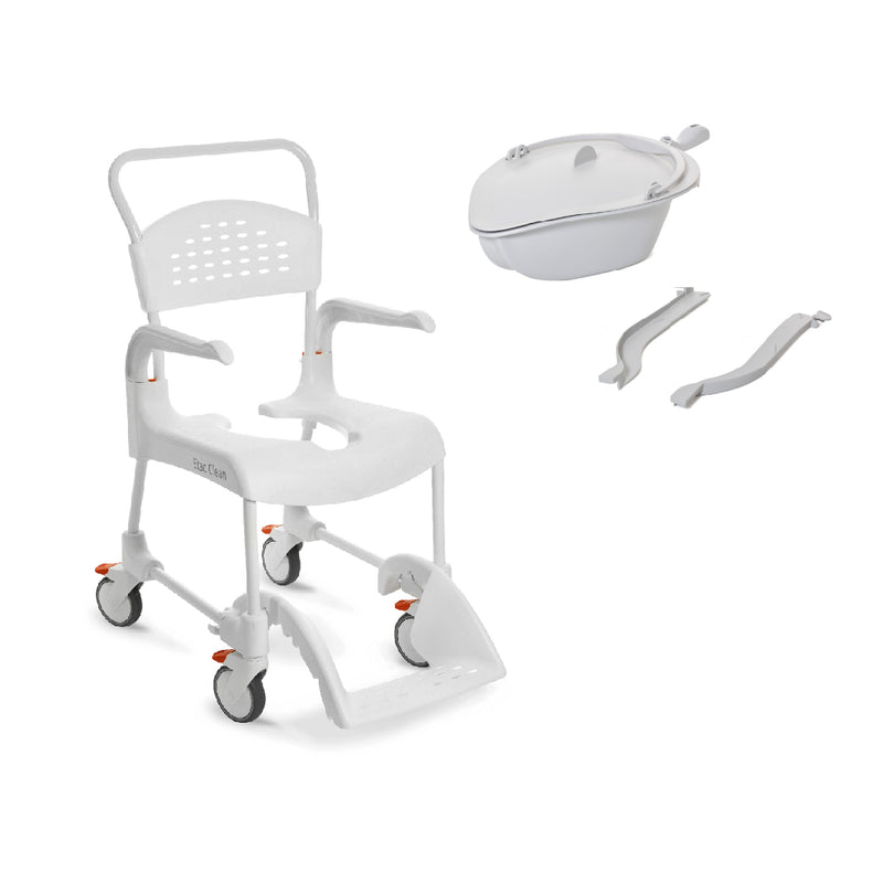 瑞典etac有輪沐浴便椅  座板後面為 U 形凹位開口設計，方便照顧者為用家清潔下身、換片等等。瑞典製造，手工精細，信心保證。可拆卸扶手，使用家過床、過輪椅更容易。
